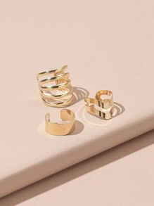3入組簡約鏤空耳骨夾