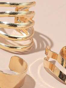 3入組簡約鏤空耳骨夾