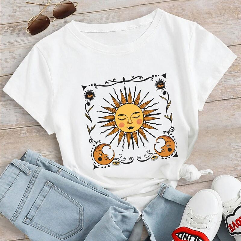 

Sun & Moon Graphic Tee, White
