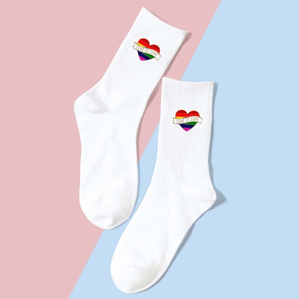 

LGBT носки с принтом сердечка, Белый