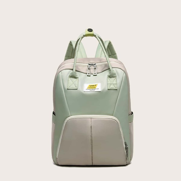 

Color Block Pocket Front Backpack, Green