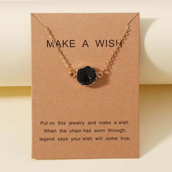 

Round Resin Charm Necklace, Black
