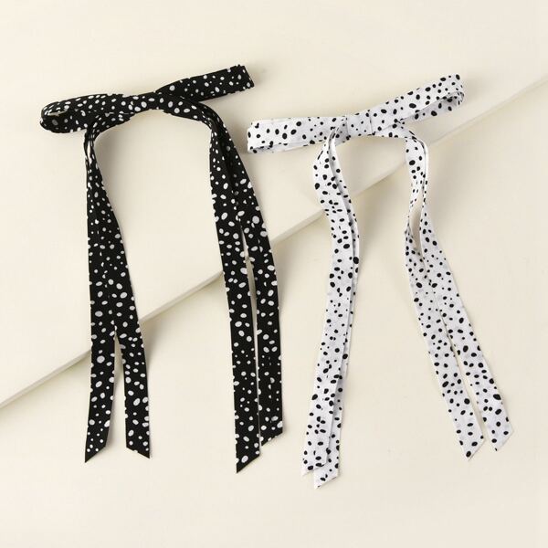 

2pcs Bow Decor Hair Clip, Black and white