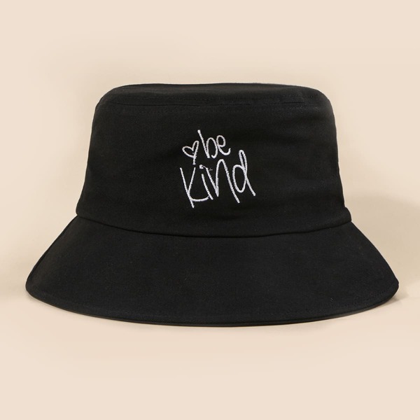 

Letter Embroidery Bucket Hat, Black