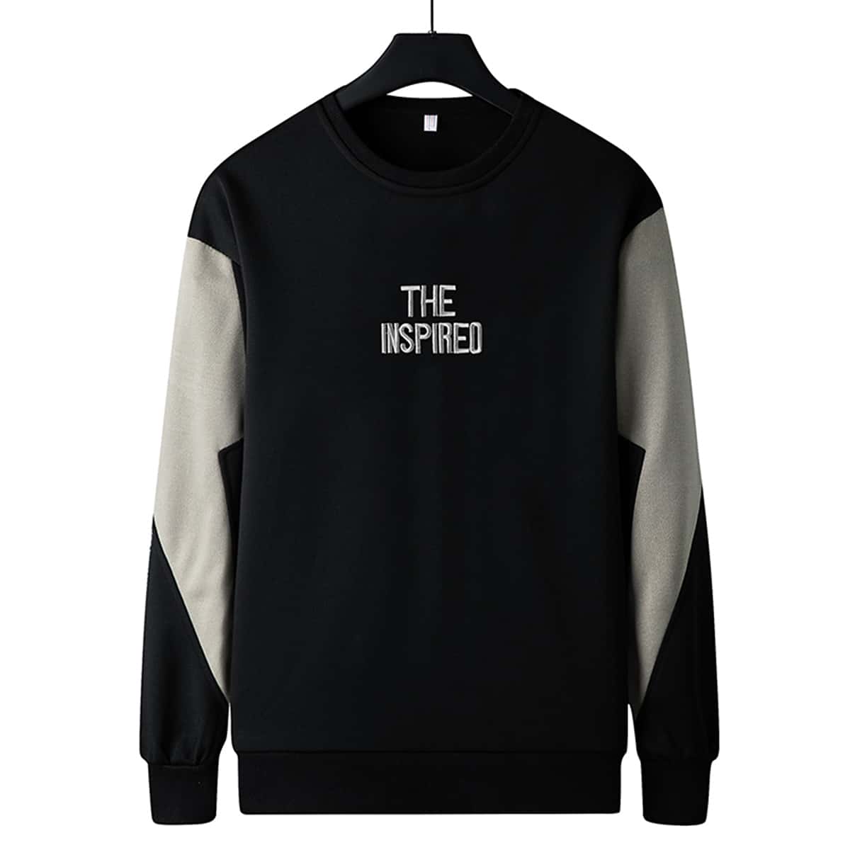 

Guys Letter Embroidery Colorblock Sweatshirt, Black