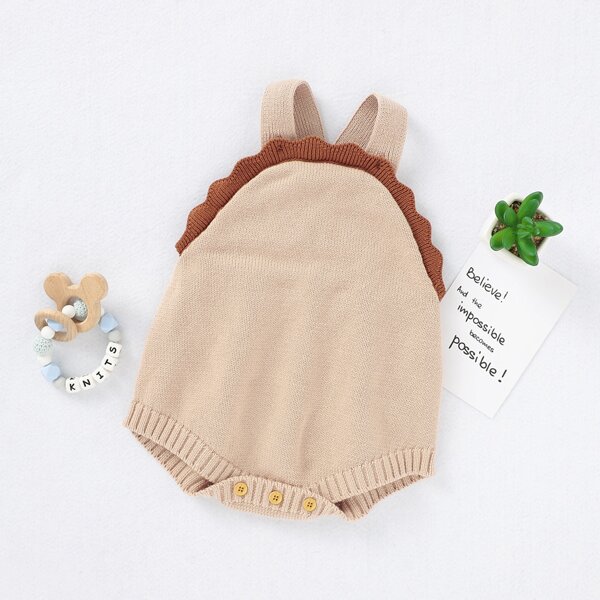 

Baby Girl Scallop Trim Knit Bodysuit, Apricot