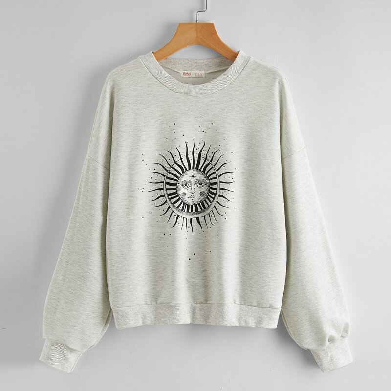 

Sun Graphic Pullover Sweatshirt, Light grey