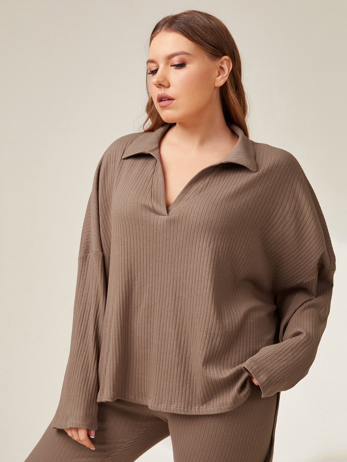 Plus Drop Shoulder Rib-knit Tee thumbnail