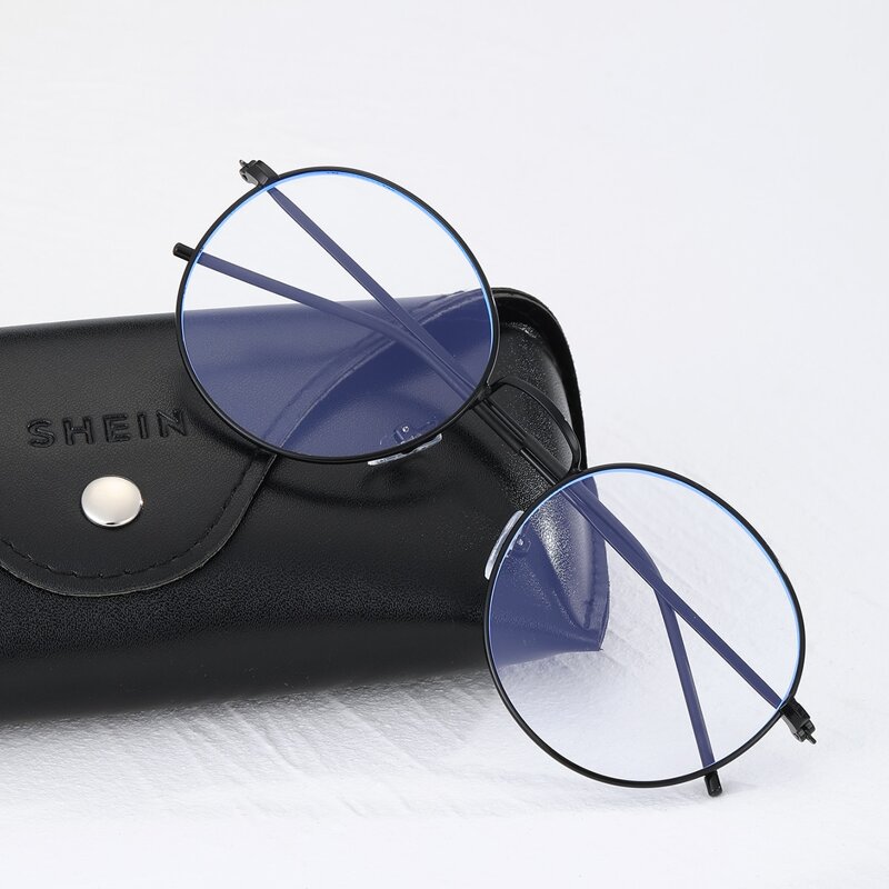 

Guys Round Frame Anti-blue Glasses, Black