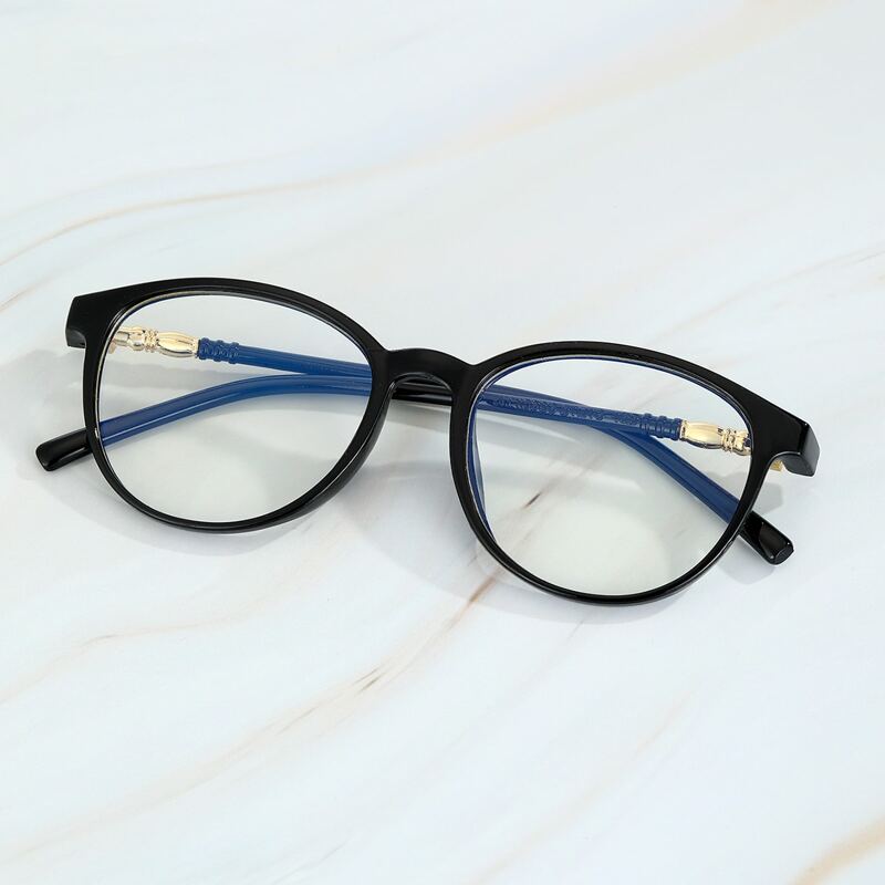 

Guys Round Frame Anti-blue Glasses, Black