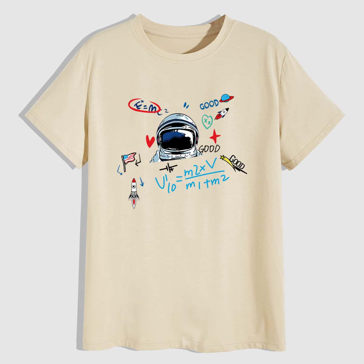 

Men Cartoon And Letter Graphic Tee, Khaki