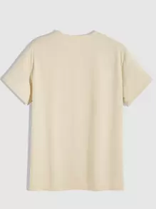 Manfinity Hypemode Camiseta de manga corta con estampado de manos para hombre - Caqui - Ver 2