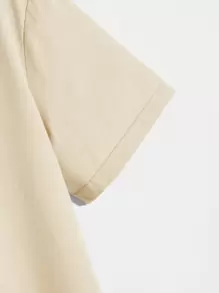 Manfinity Hypemode Camiseta de manga corta con estampado de manos para hombre - Caqui - Ver 4