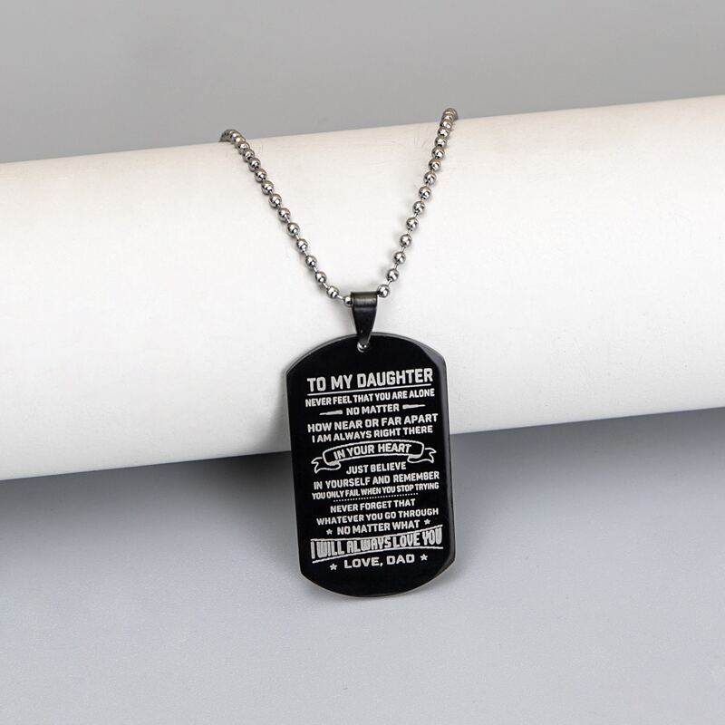 

Guys Slogan Graphic Charm Necklace, Black