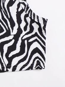 SHEIN Tween Girl Zebra Striped Tank Top - Black and White - View 3