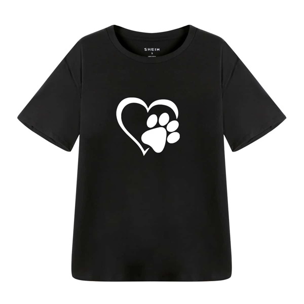 

Heart And Footprint Graphic Tee, Black