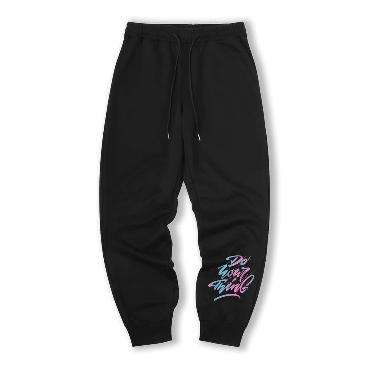 

Guys Slogan Graphic Drawstring Sweatpants, Black