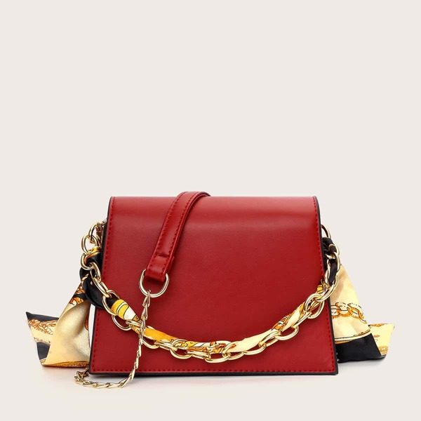 

Twilly Scarf Decor Satchel Bag, Burgundy