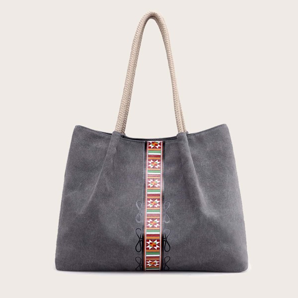 

Geometric Graphic Tote Bag, Grey