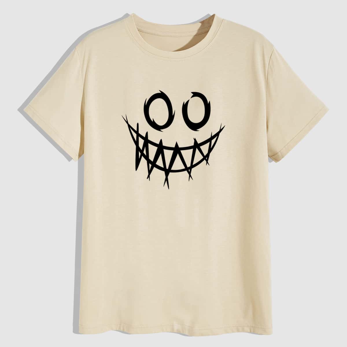 

Men Cartoon Graphic Short Sleeve Tee, Khaki