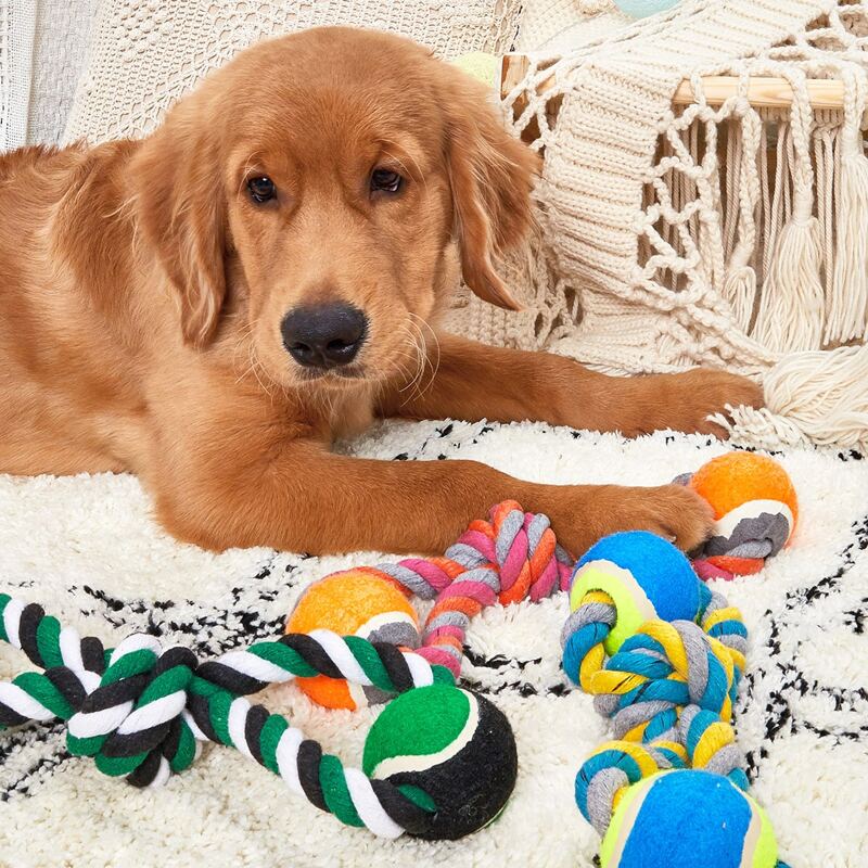 

1pc Random Color Tennis Cotton Rope Pet Chew Toy, Multicolor