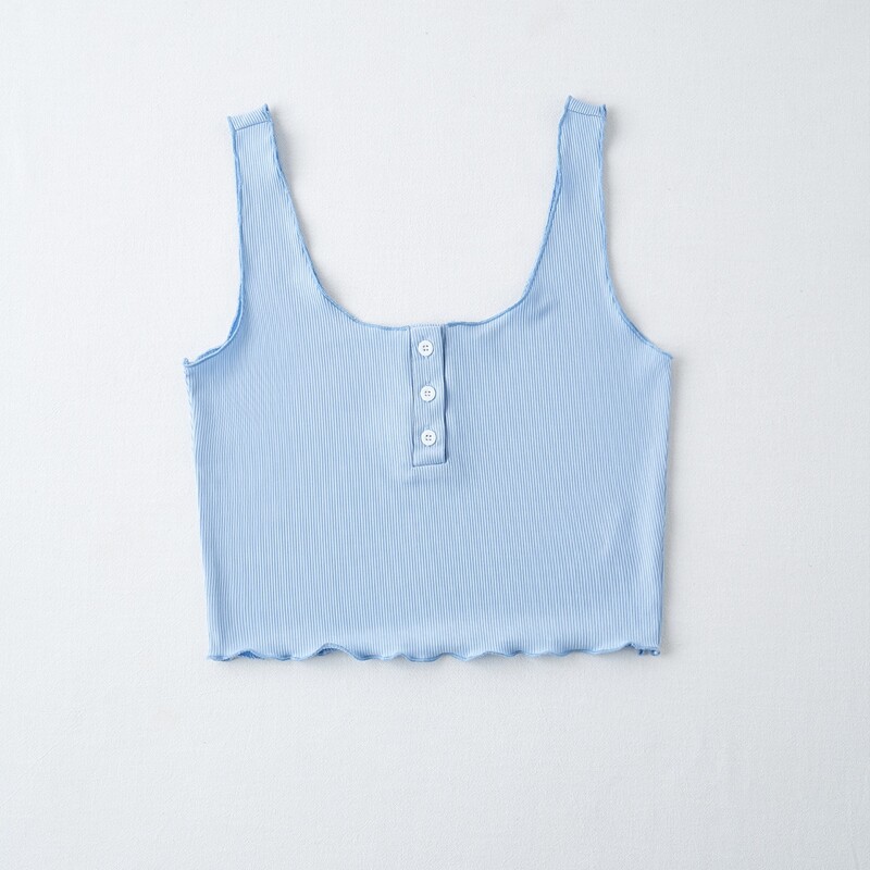 

Lettuce Edge Crop Tank Top, Baby blue