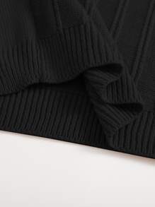 SHEIN Essnce 休閒純色針織上衣 - 黑色 - 查看 4