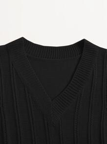 SHEIN Essnce 休閒純色針織上衣 - 黑色 - 查看 5