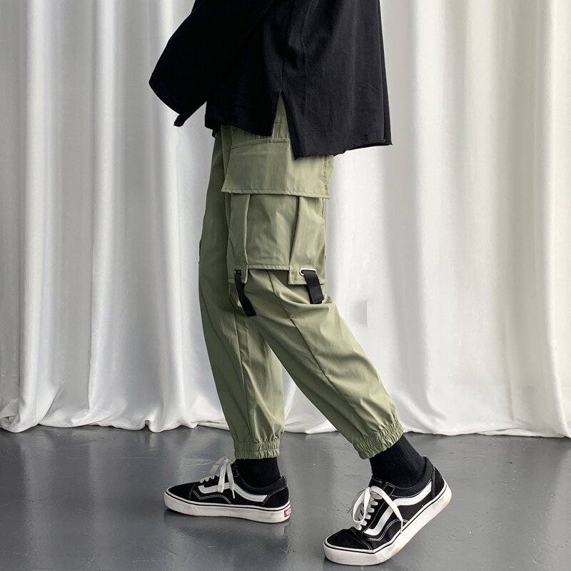 

Guys Pocket Front Buckle Decor Cargo Pants, Army green