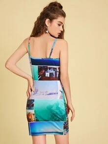 SHEIN Unity Scenery And Figure Graphic Cami Dress - Multicolor - View 2
