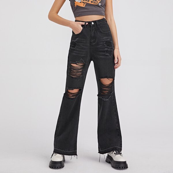 

High Rise Flare Leg Jeans, Black