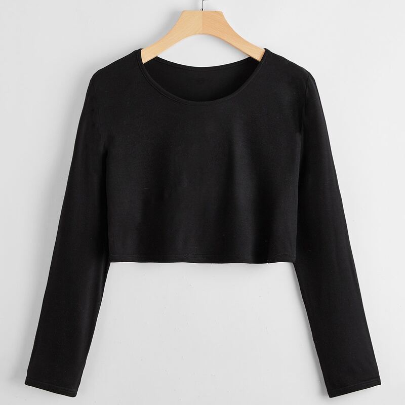 Solid Crop Tee, Black