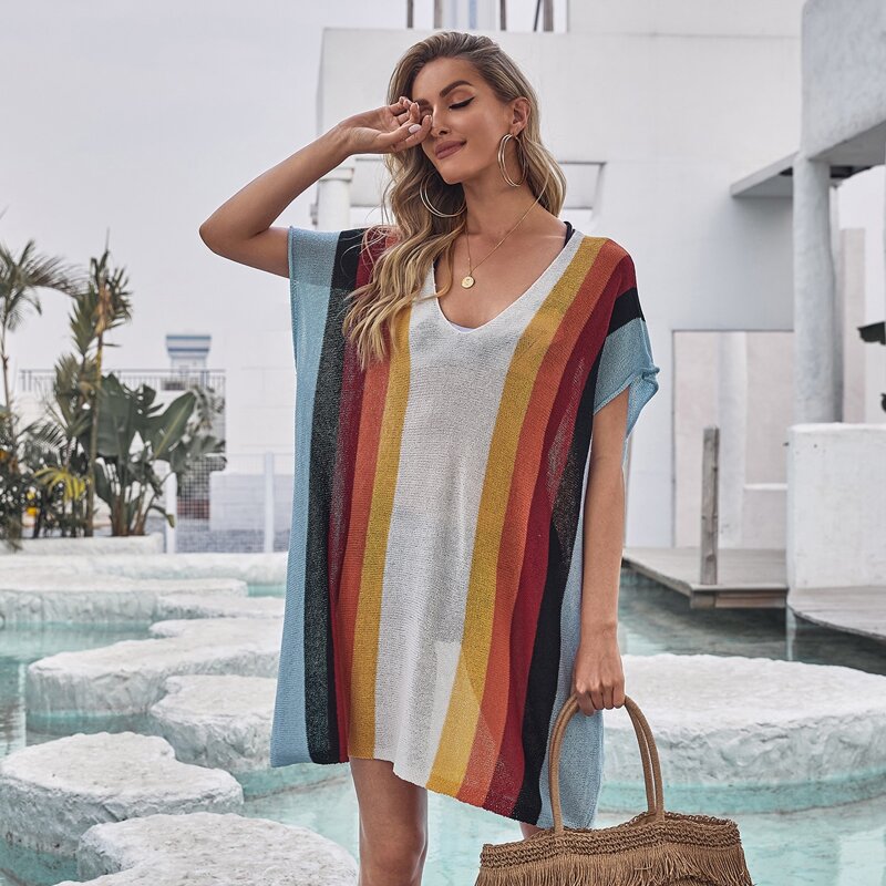 

Striped Cover Up Dress, Multicolor