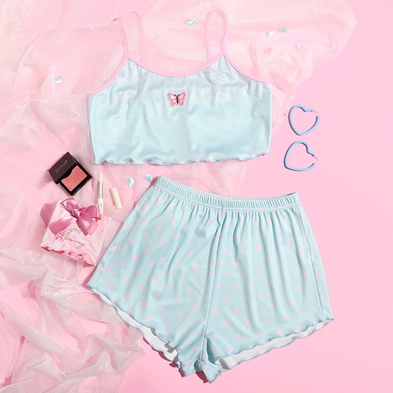 

Butterfly & Polka Dot PJ Set, Baby blue