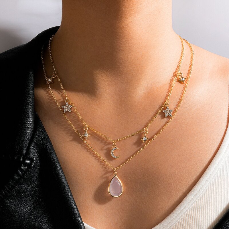 

Star & Moon Decor Layered Necklace, Gold