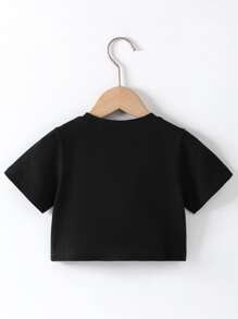 Toddler Girls Moon And Slogan Graphic Crop Tee