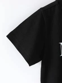 Toddler Girls Moon And Slogan Graphic Crop Tee
