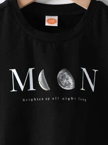 Toddler Girls Moon And Slogan Graphic Crop Tee