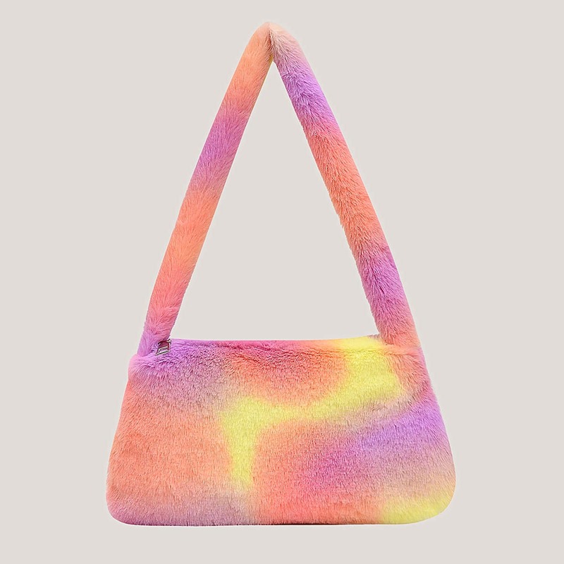 

Tie Dye Faux Fur Shoulder Bag, Multicolor