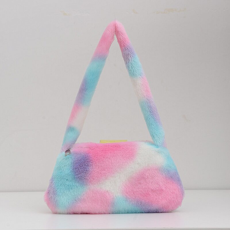 

Tie Dye Faux Fur Shoulder Bag, Multicolor