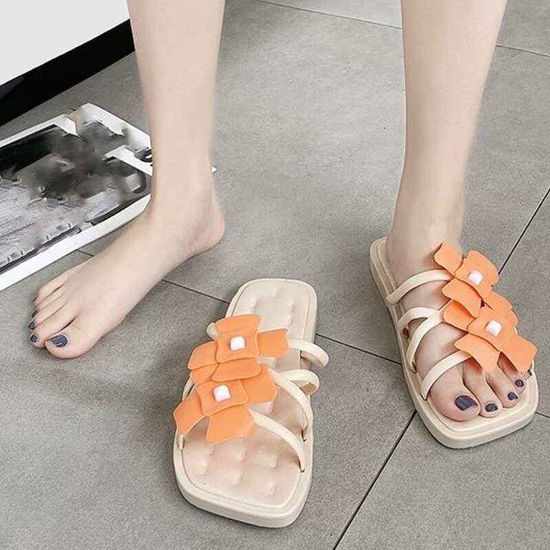 

Floral Strappy Slide Sandals, Orange