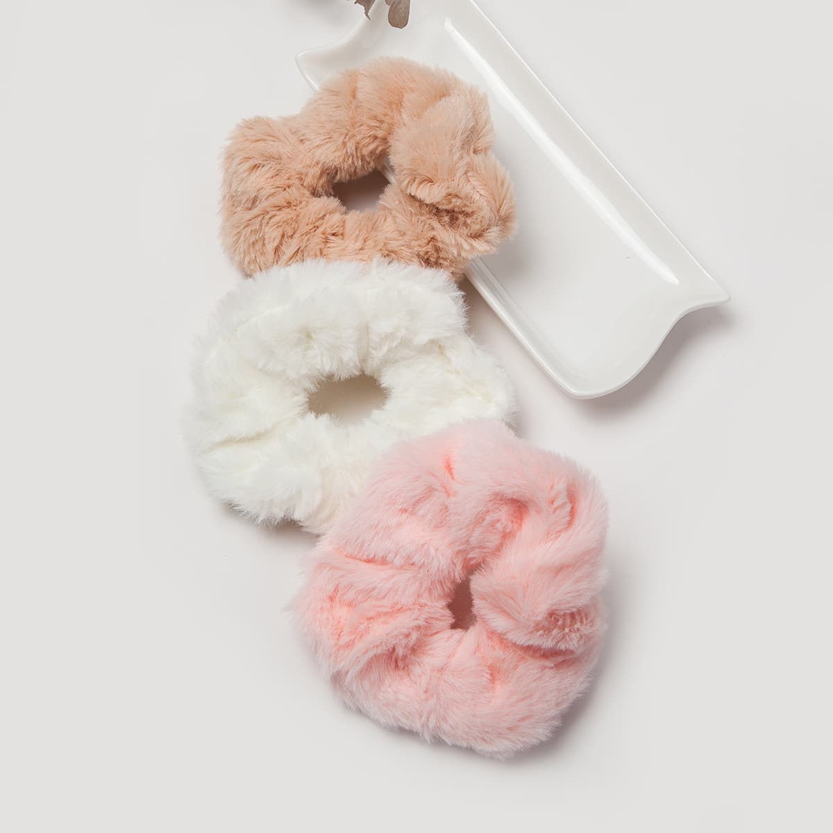 

3pcs Solid Fluffy Scrunchie, Multicolor