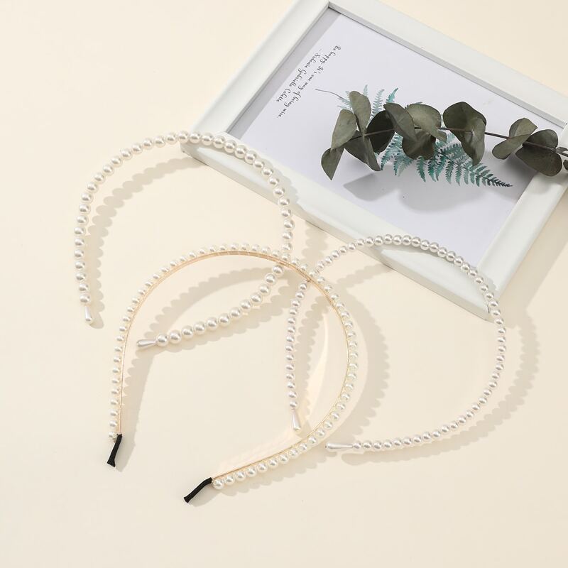

3pcs Faux Pearl Headband, White