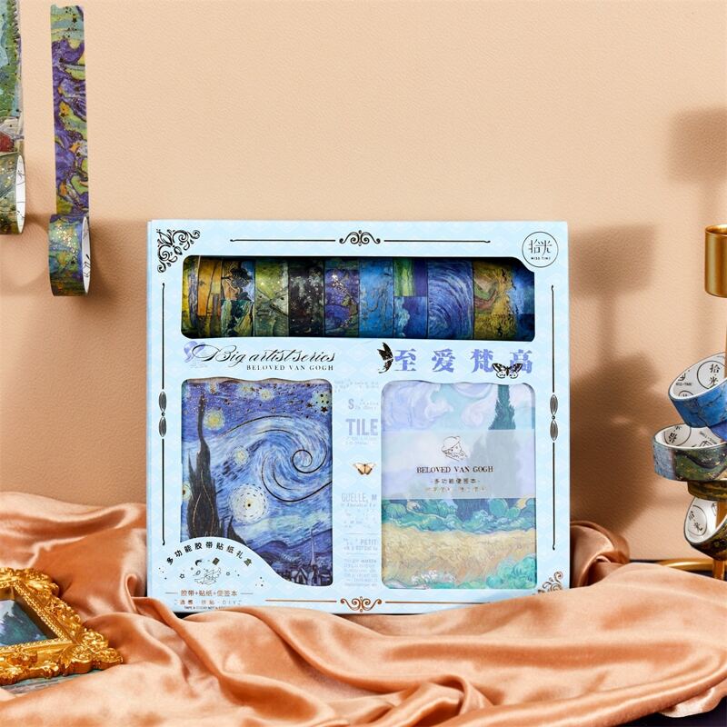 

50pcs Oil Painting Pattern Random Tape & Sticker Set, Multicolor