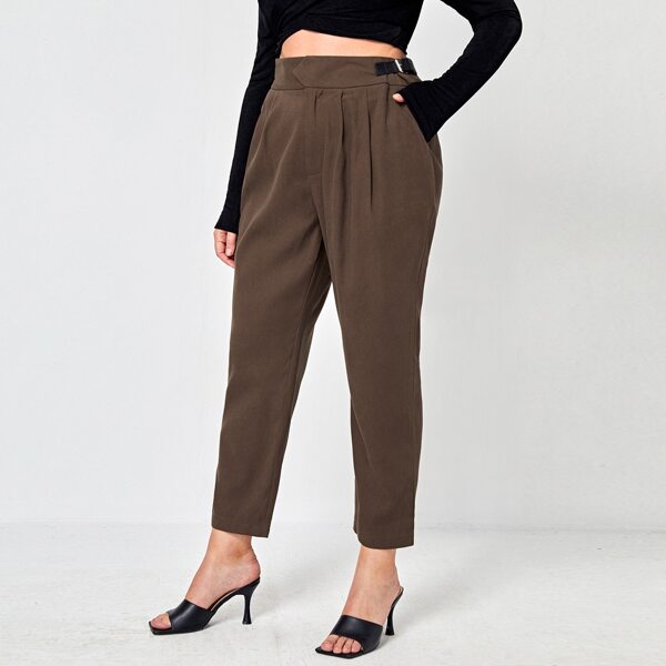 

Plus Slant Pocket Tailored Pants, Chocolate brown
