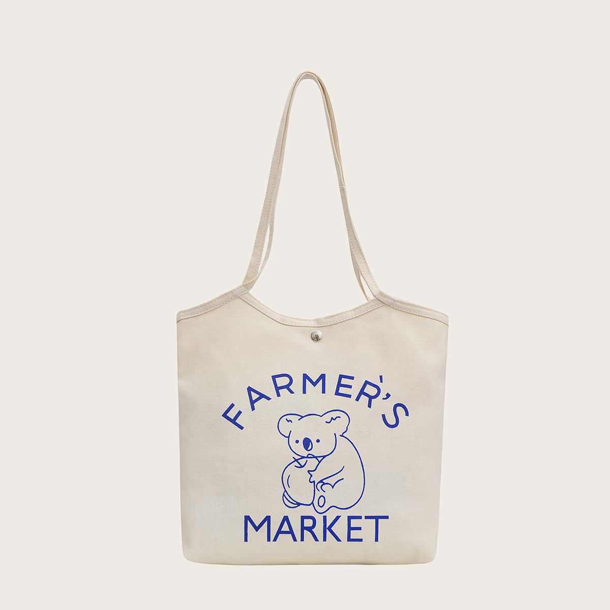 

Cartoon Koala Canvas Tote Bag, Beige