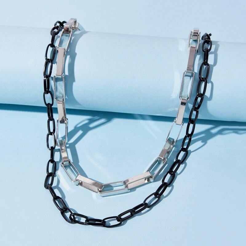 

Simple Layered Chain Necklace, Silver
