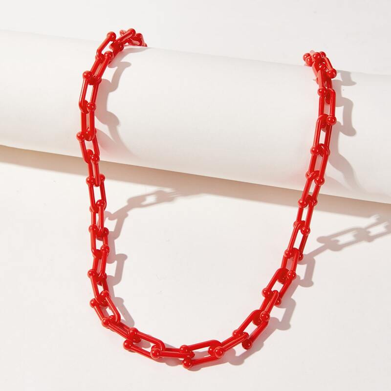 

Acrylic Chain Necklace, Red