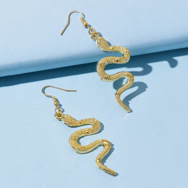 

Snake Drop Earrings, Gold