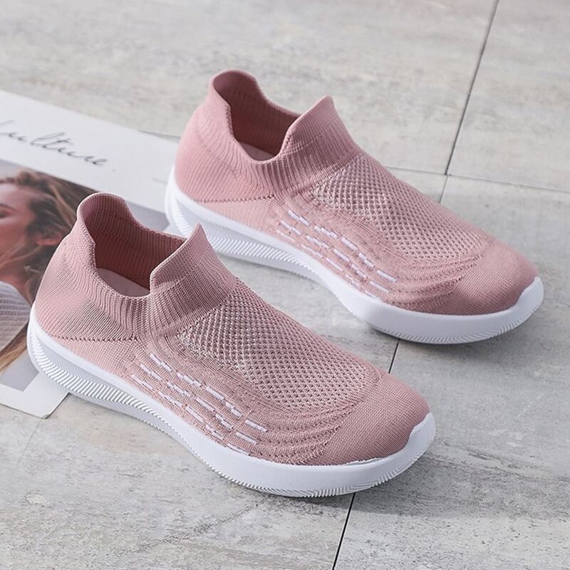 

Striped Slip On Knit Sneakers, Dusty pink